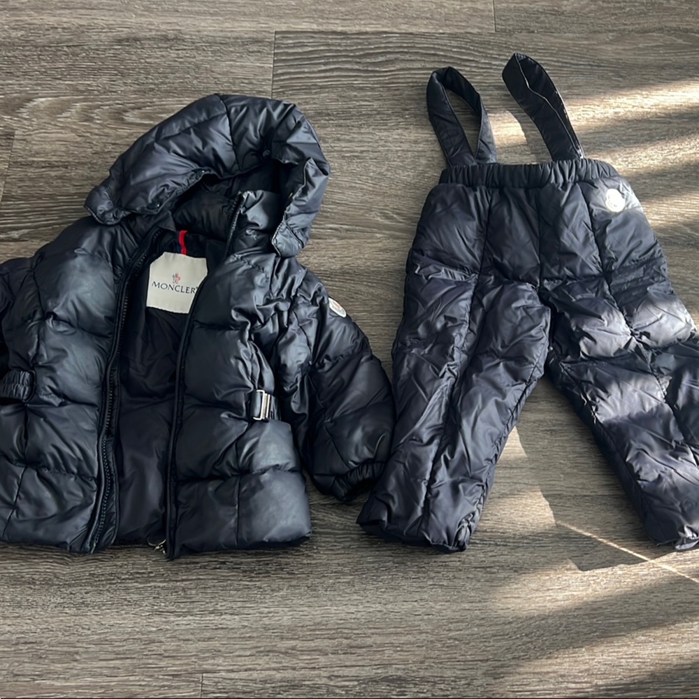 Moncler Kids Black Puffer Jacket & Bib Set